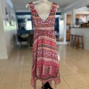 Pink Patterned Sleeveless Dress